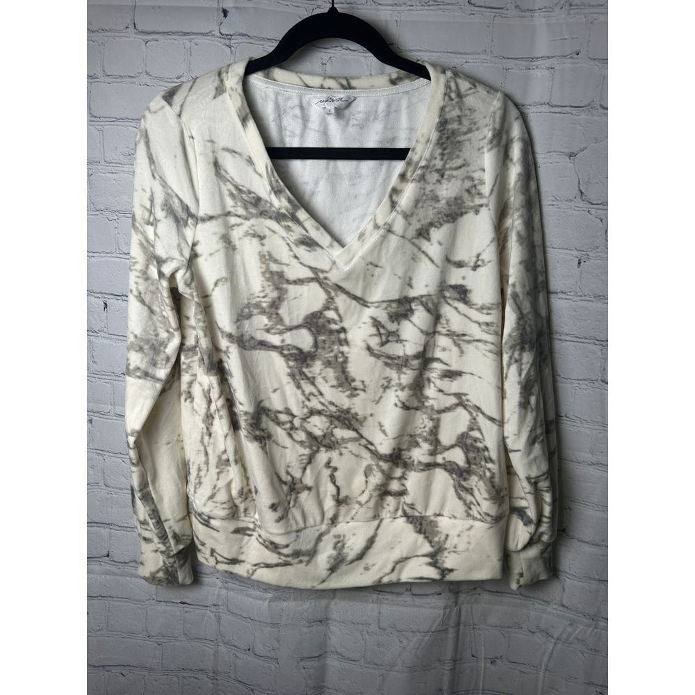 SOMA Marble Print Sweatshirt Cozy Loungewear Casual Chic (S) EUC